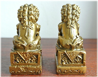 楽天市場】【魔除け!真鍮製の獅子の置物[2体セット]】開運風水グッズ