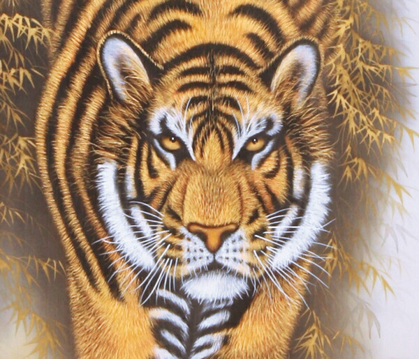 美品 掛け軸 高松石華作 猛虎図 共箱 縁起物 年中掛け 厄除け 美品