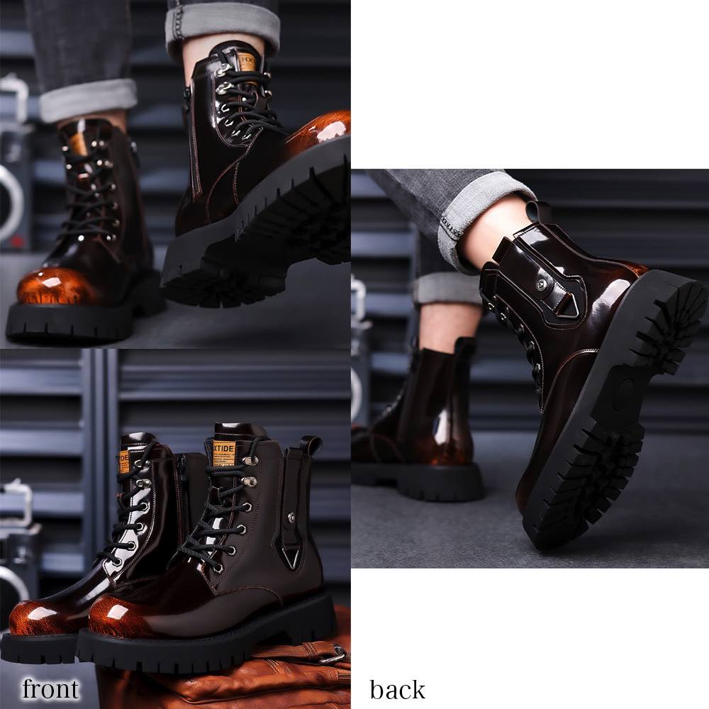 楽天市場】ブーツ メンズ レザーブーツ 靴 黒 軽い 秋 冬 ジッパー