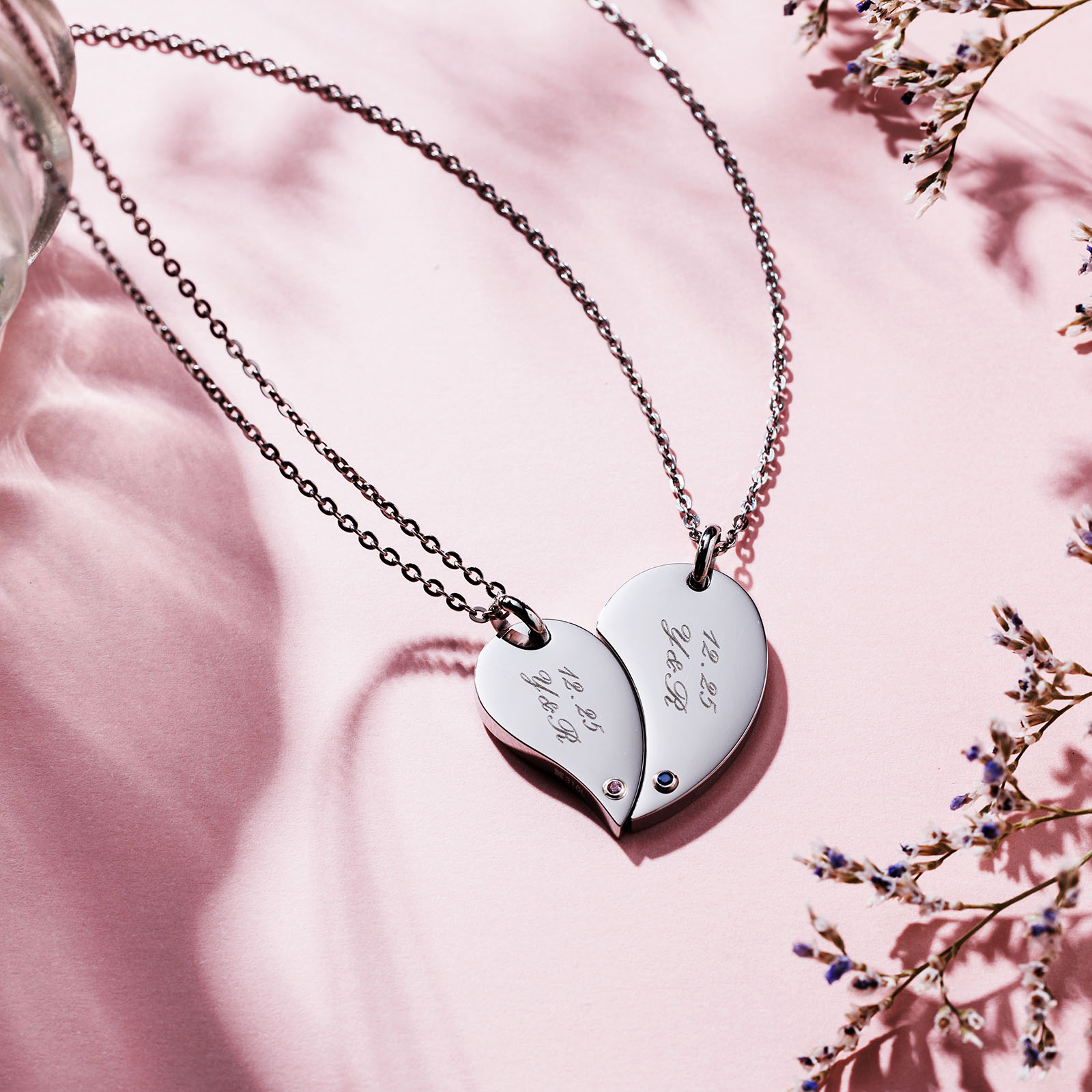 楽天市場】ペアネックレス ペンダント 2本セット 刻印可能 名入れ