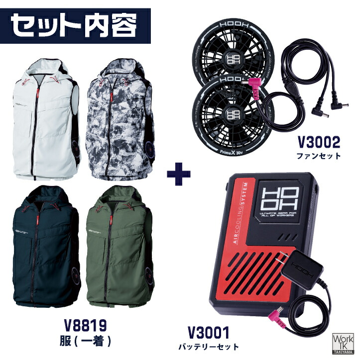 楽天市場】28V HOOH 鳳凰 フルセット 空調作業服 ベスト セット サイド