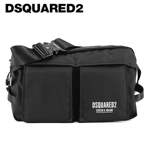 ディースクエアード DSQUARED2 黒×迷彩 レザー バッグ ユニセックス