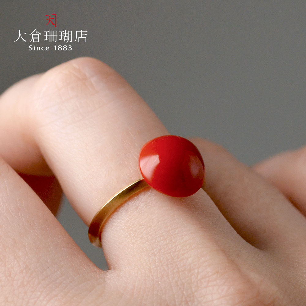 楽天市場】血赤珊瑚 リング サンゴ さんご K18 18金 ゴールド 半円