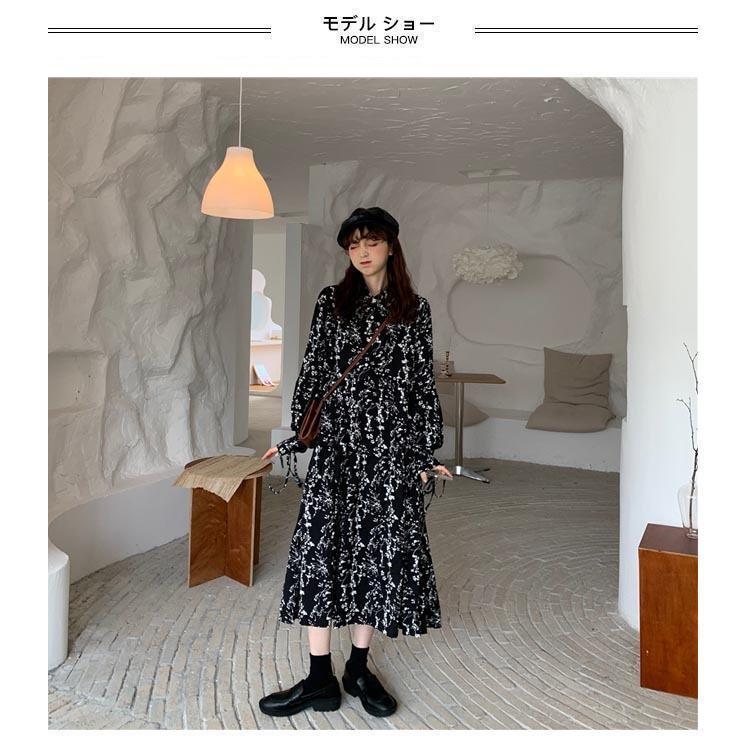 楽天市場】柄ワンピ ロング丈 ワンピース 長袖 レディース 花柄 ロング
