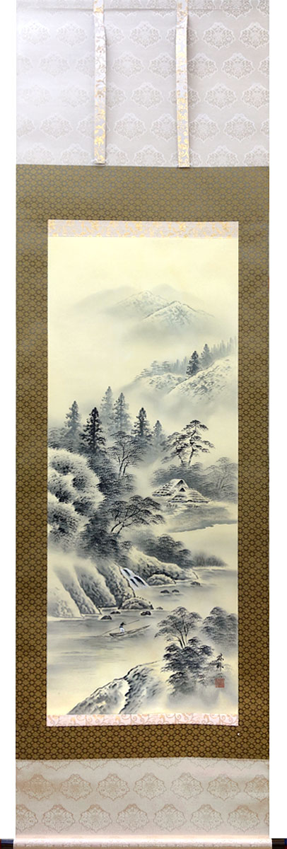 楽天市場】掛軸 掛け軸 水墨山水 上田林外 尺五立 約横54.5×縦190cm