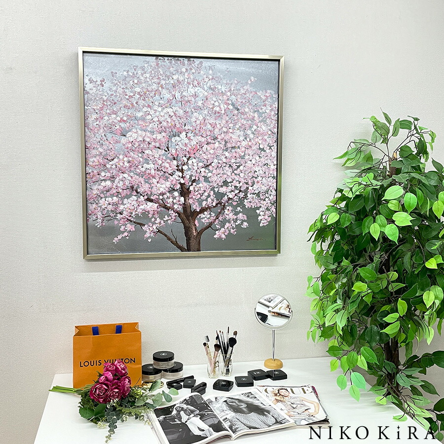 楽天市場】絵画 アート オイル ペイント 桜 さくら サクラ 春 シルバー