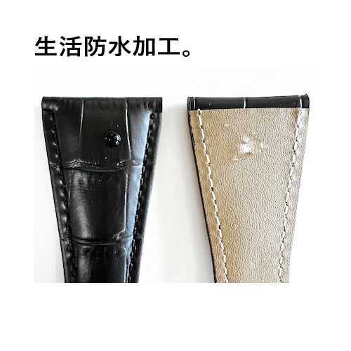 アショーマ 48mm用 純正 レザーストラップ 時計ベルト 革製 ブラック