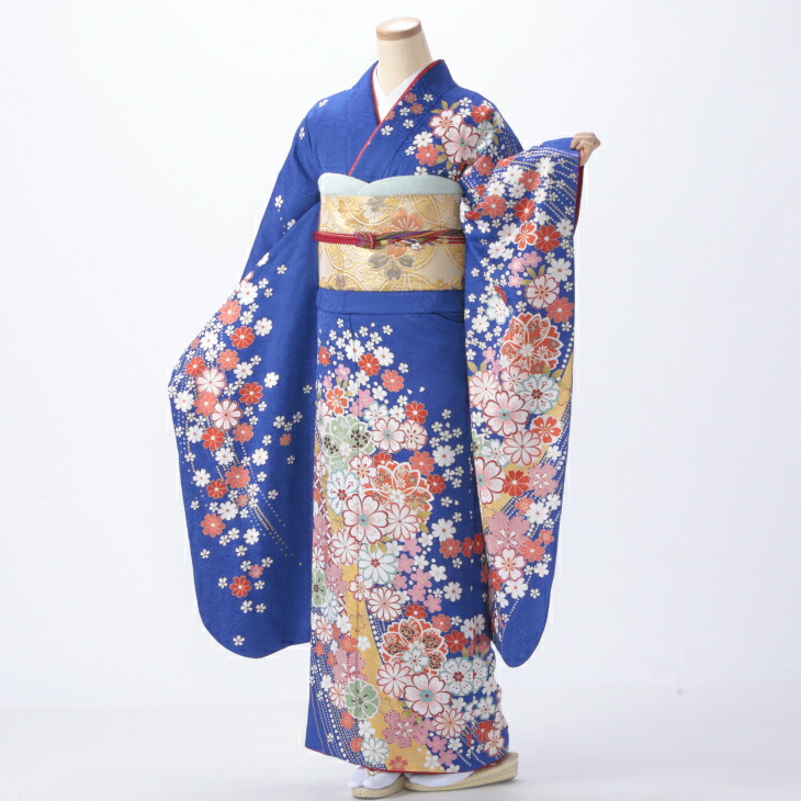 楽天市場】【レンタル】【成人式】振袖 フルセット Mサイズ 花柄 青