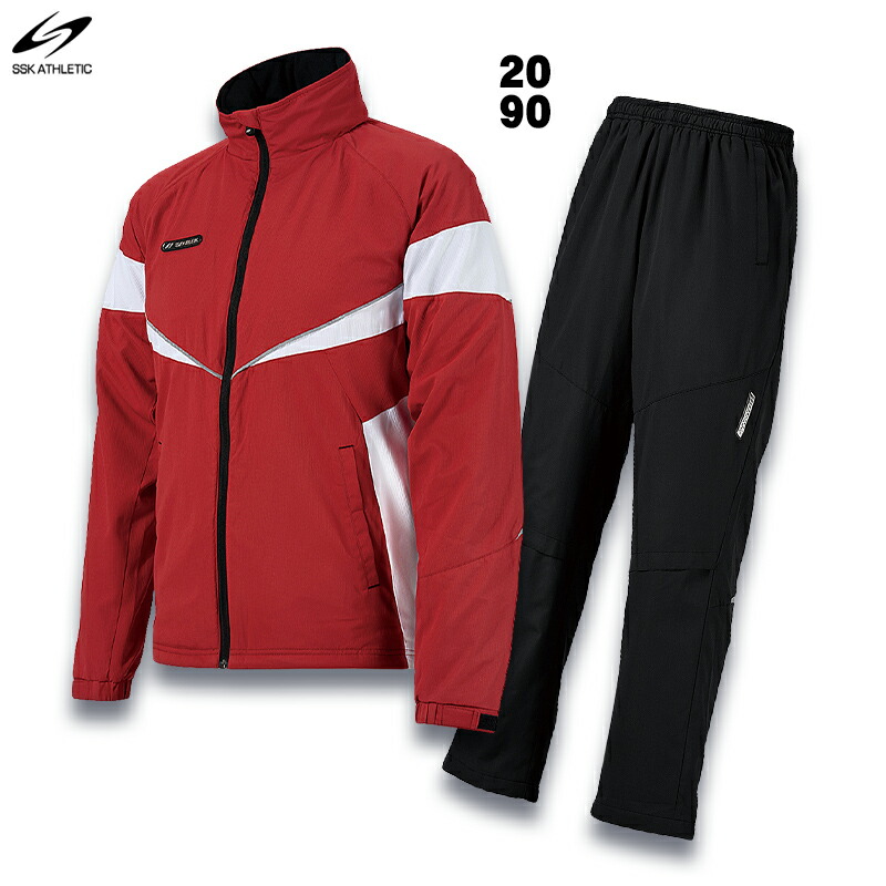 タグ付き SSK セットアップ ウインドブレーカー XOサイズ 白赤 タグ