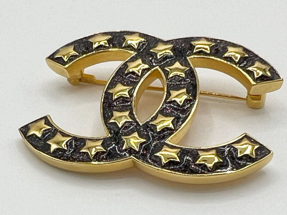 楽天市場】CHANEL シャネル ブローチ ピン CCマーク スター ラメ