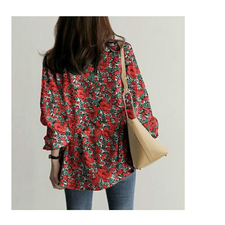 楽天市場】ブラウス 花柄 レディース フレアブラウス シャツブラウス