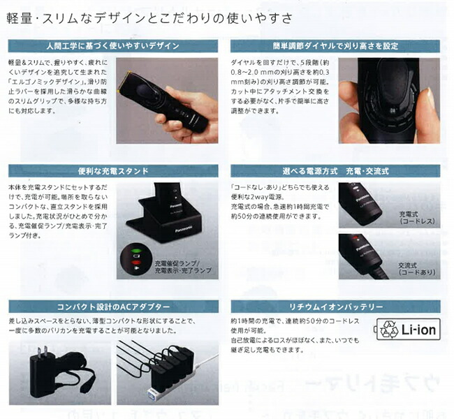 楽天市場】パナソニック プロ リニアバリカン ER-GP82｜コードレス使用