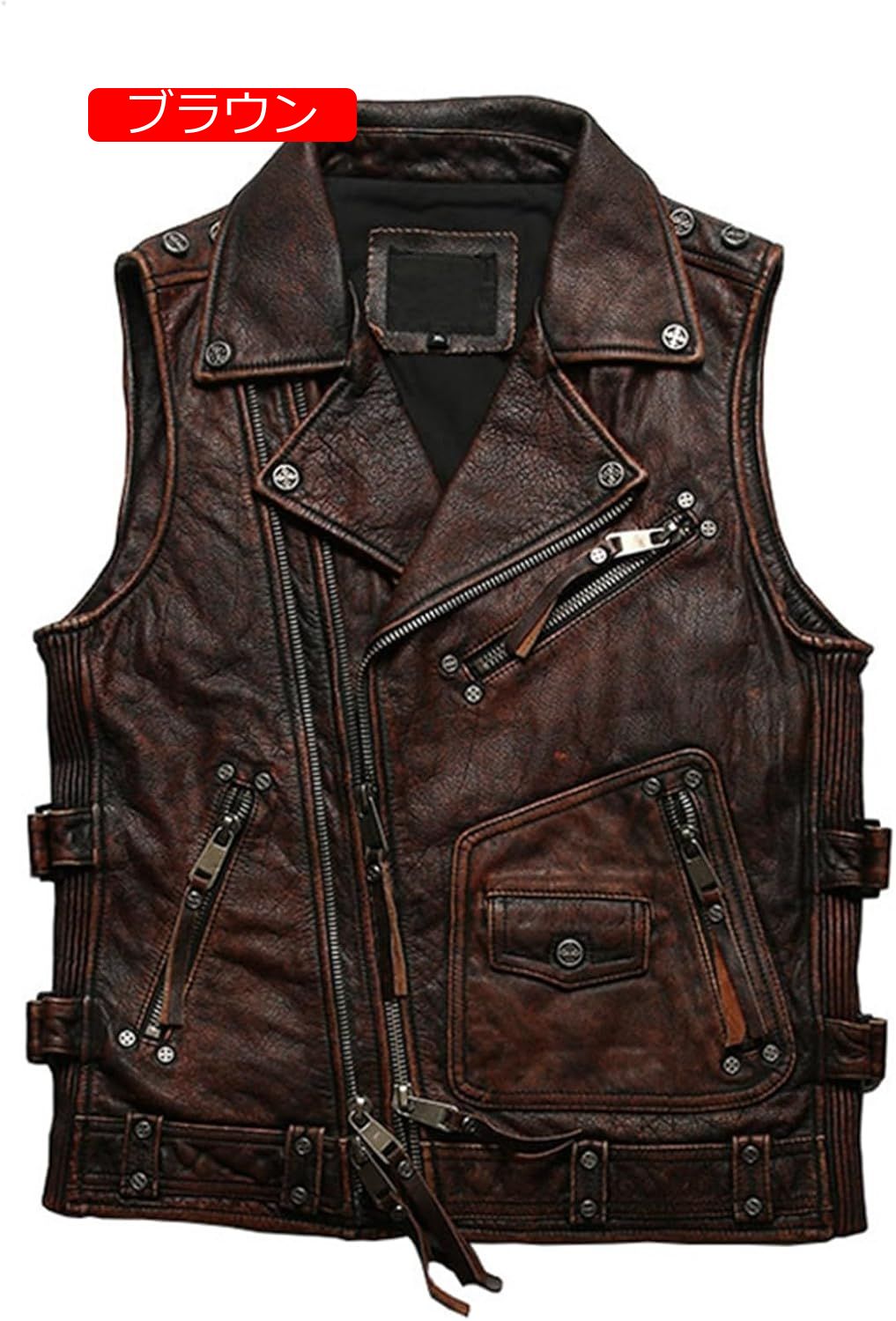 楽天市場】本革ジャン レザーベスト 牛革 メンズ ノースリーブ