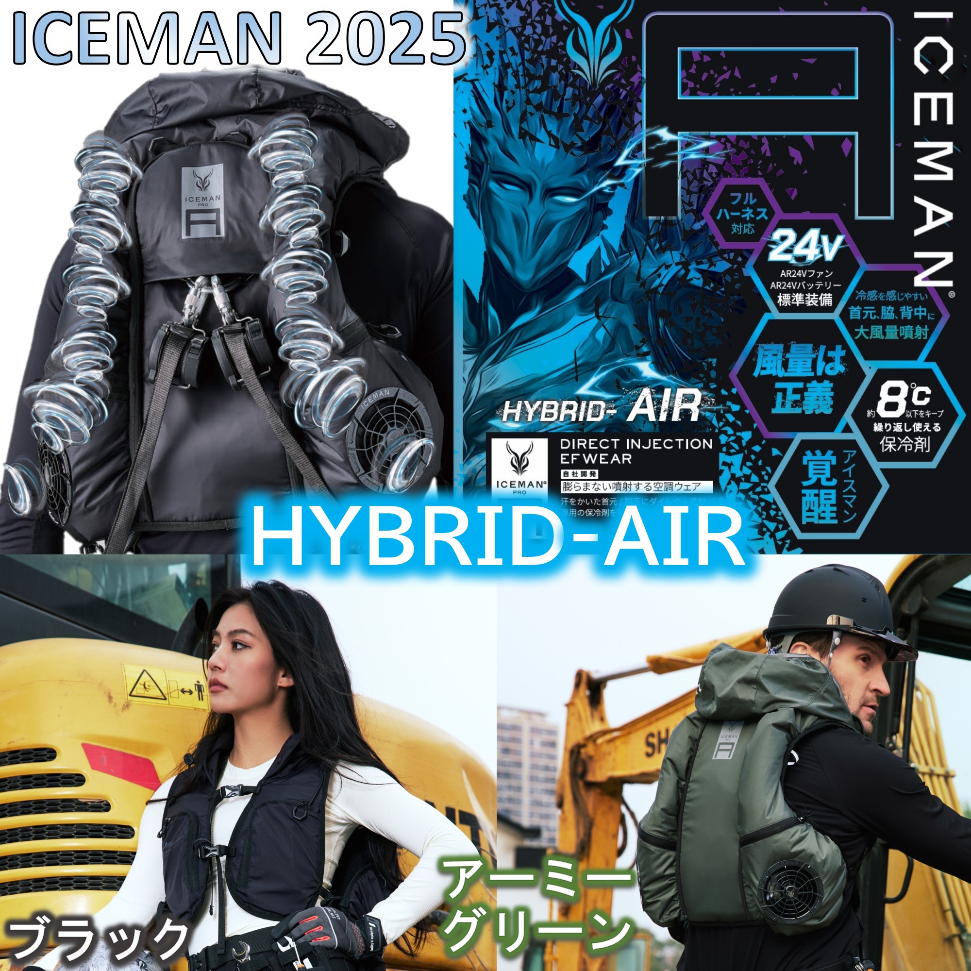 楽天市場】膨らまない空調ウェア 2025 アイスマン HYBRID-AIR ICMPA