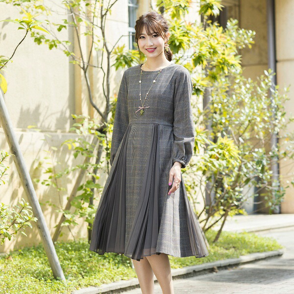 楽天市場】プリーツ切替ワンピース/チェック／ローズティアラ（Rose