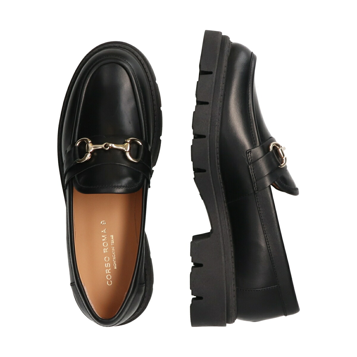 楽天市場】CORSO ROMA 9◇4cmヒール◇トラックソールビットローファー