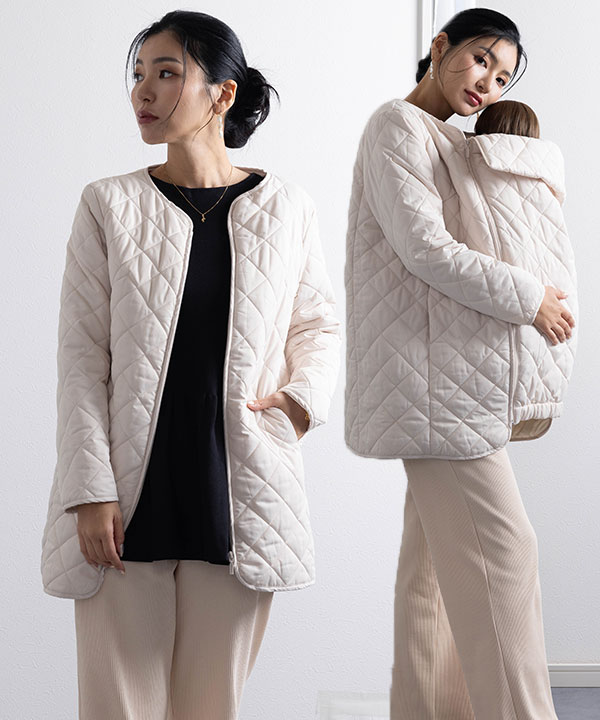 楽天市場】超軽量 撥水 中綿 キルティング コート だっこおんぶ対応