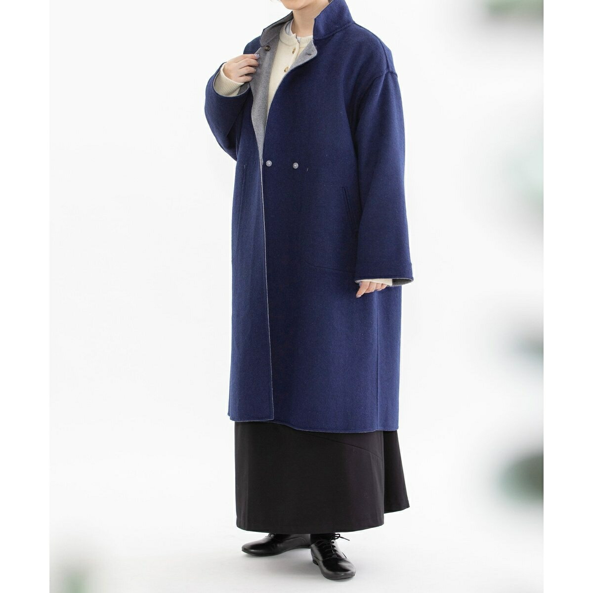 楽天市場】ダブルフェイスリバーシブルスタンド襟コート