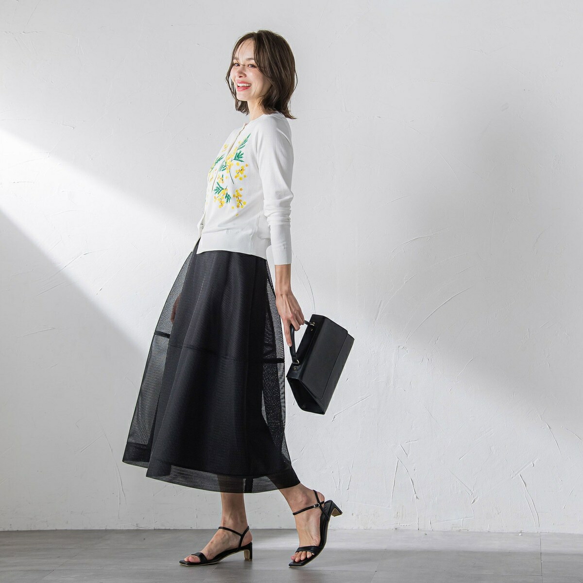 楽天市場】ミモザ刺繍カーディガン≪手洗い可能≫／ビアッジョブルー