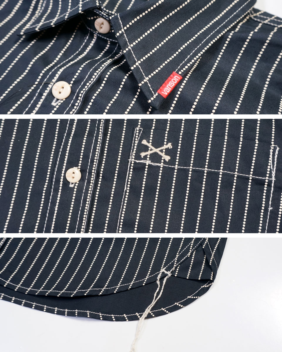 楽天市場】バンソン クロスボーン刺繍 ツイル 長袖シャツ メンズ