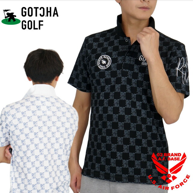楽天市場】ガッチャゴルフ 総柄 ロゴ刺繍 半袖ポロシャツ メンズ 新作