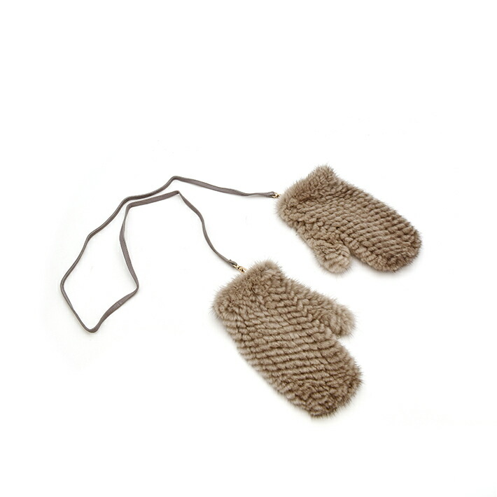 楽天市場】ミンク ミトン グローブ ストラップ付 編込み ファー手袋 本