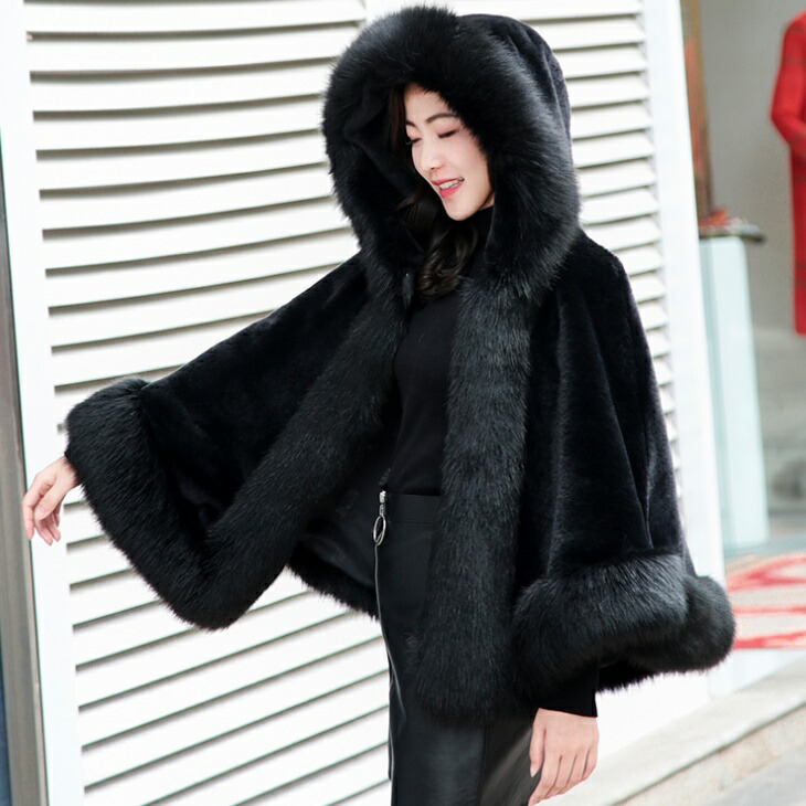 楽天市場】ファー ポンチョ もこもこ ふわふわ ジャケットポンチョ