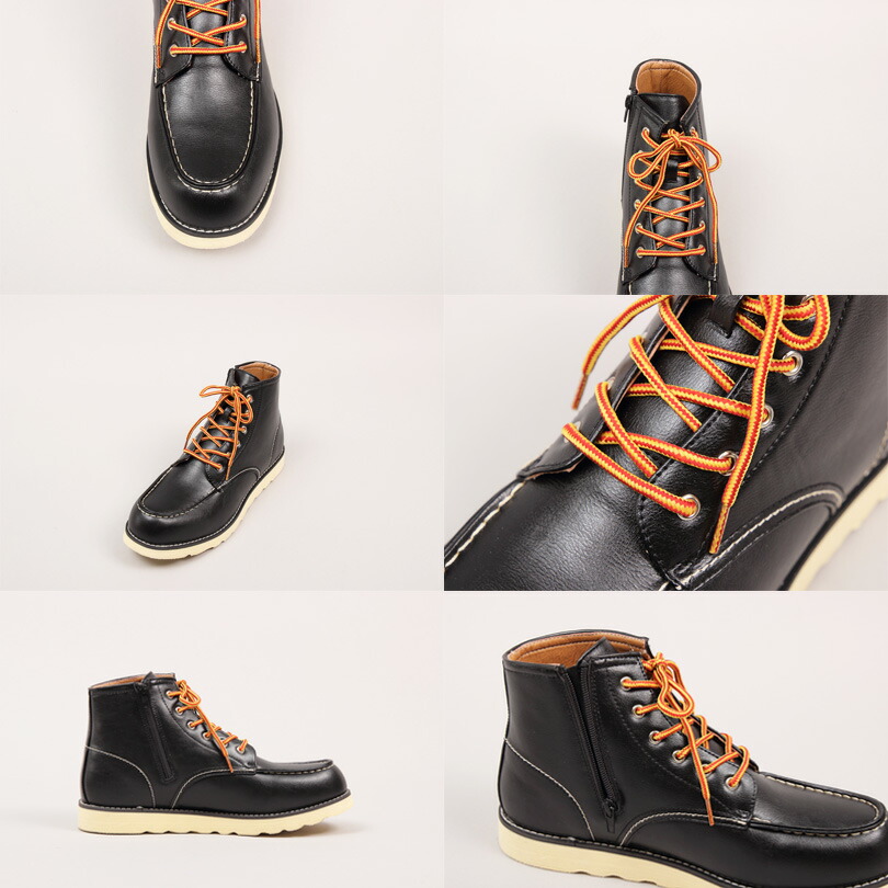 楽天市場】ワークブーツ メンズ PUレザー 全3色 新作 ブーツブラック