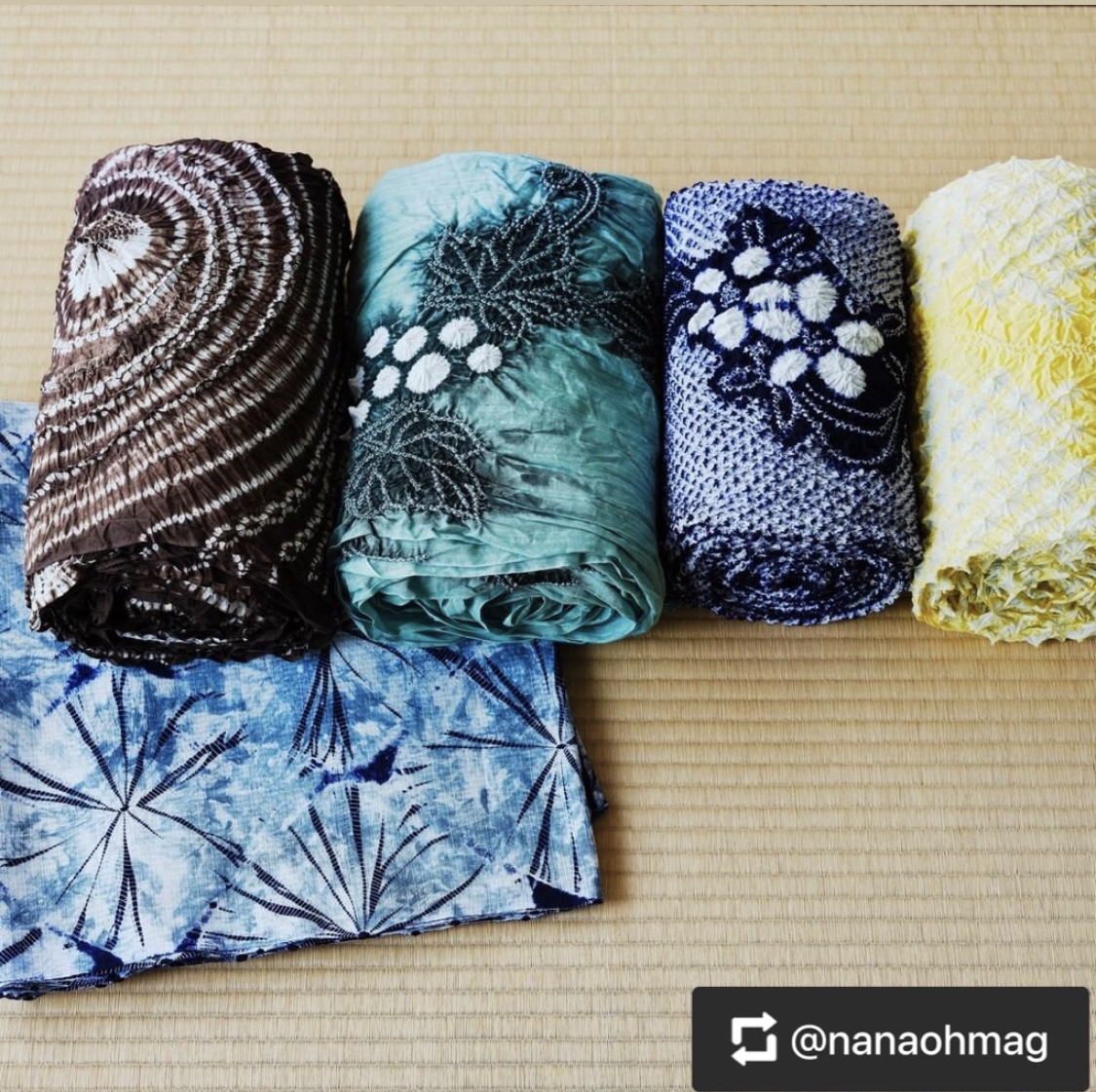 有松鳴海絞り反物（湯のし、色止め済） 有松鳴海絞り反物（湯の