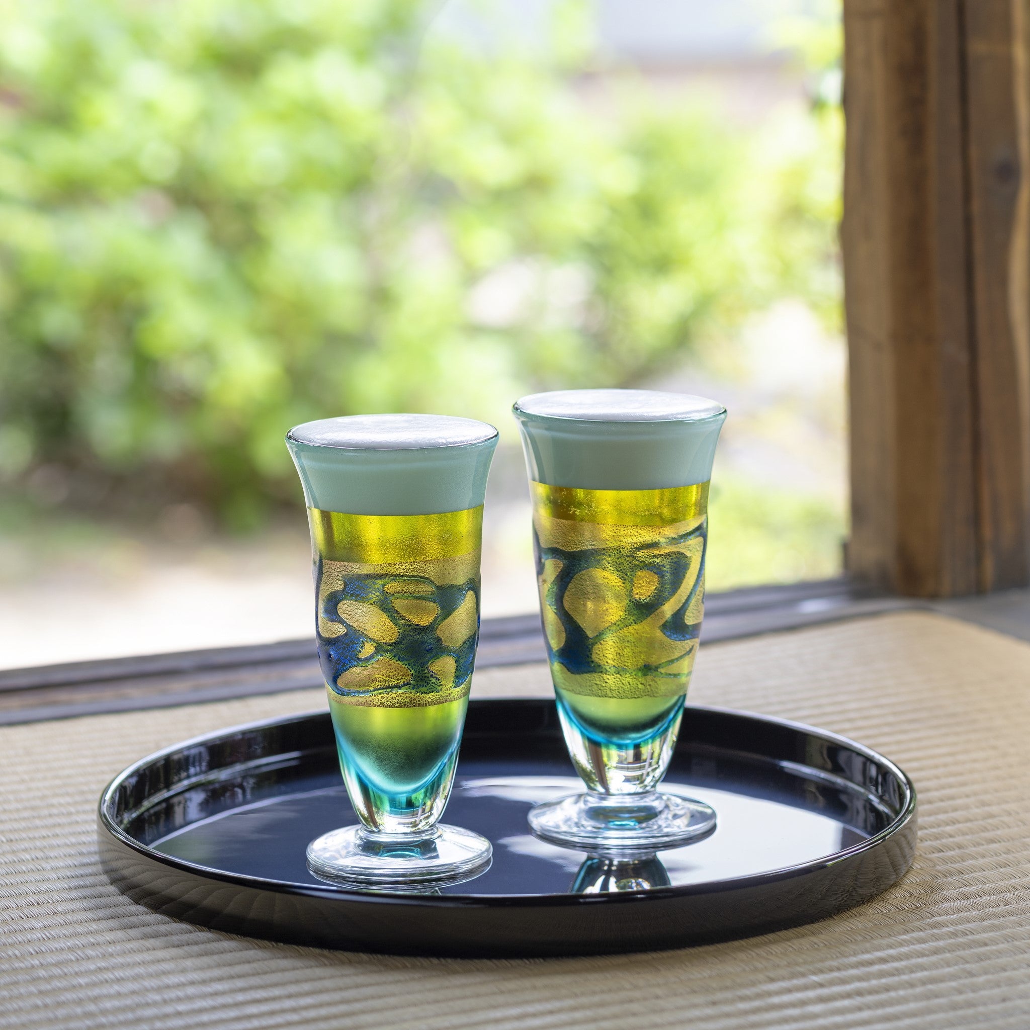 津軽びいどろ 金彩碧瑠璃 ビールグラス ペアセット | 青森県の伝統工芸