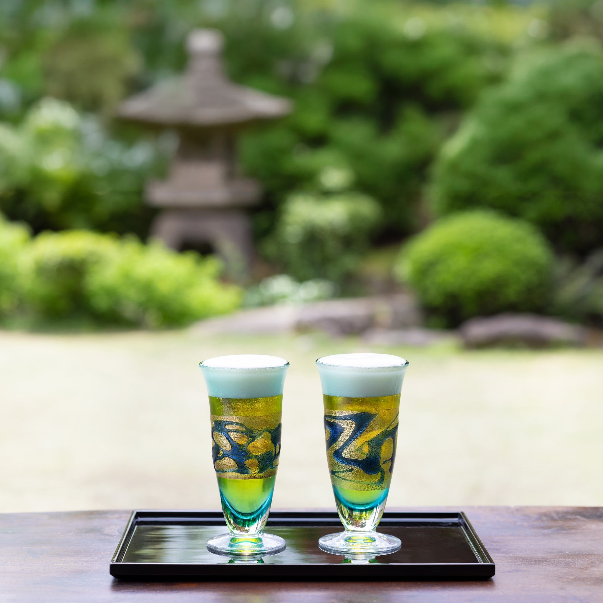 津軽びいどろ 金彩碧瑠璃 ビールグラス ペアセット | 青森県の伝統工芸