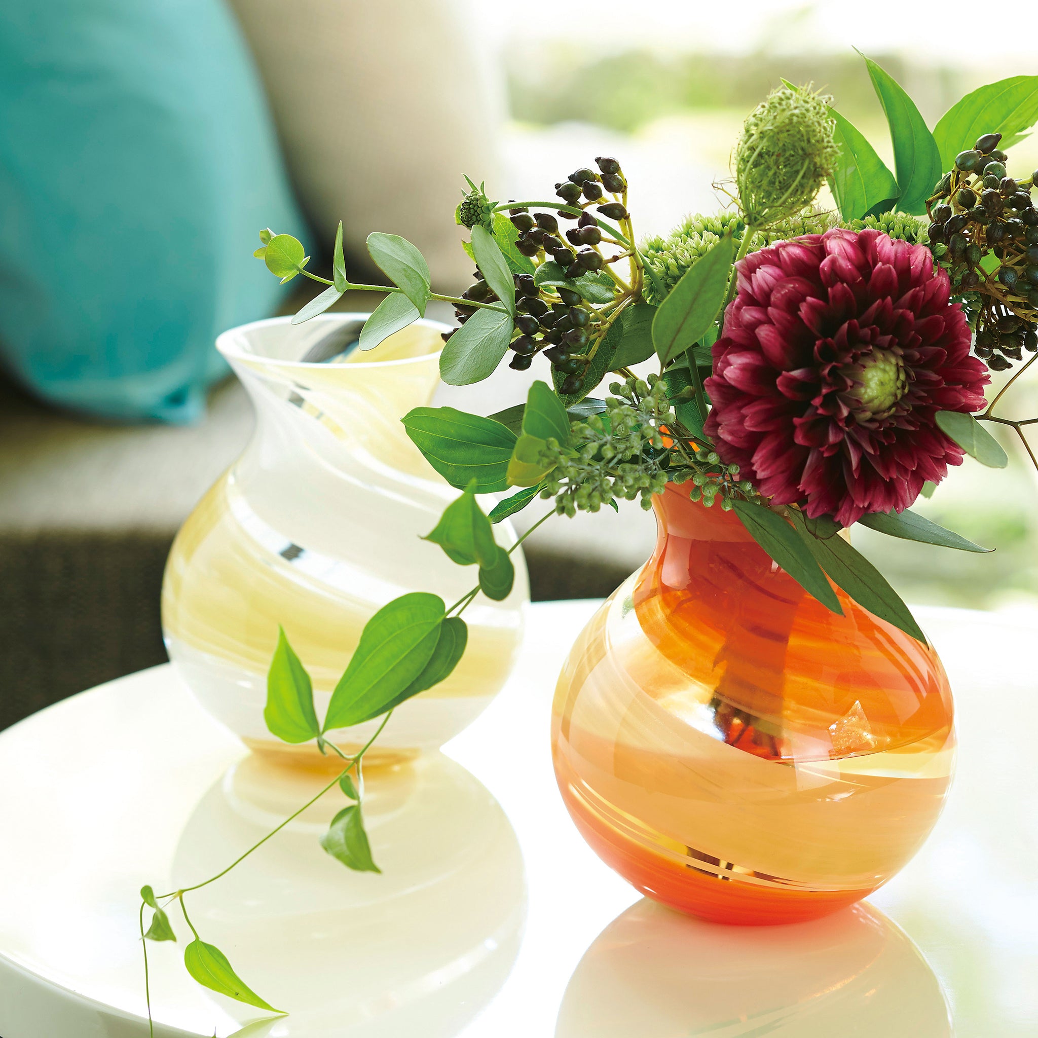 津軽びいどろ 花しずく ブーケポッド オレンジ | カラフルな花瓶