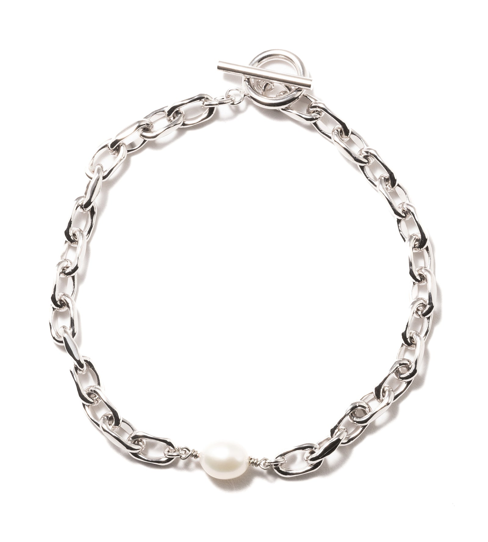 LINK CHAIN PEARL SETTING BRACELET - tsui