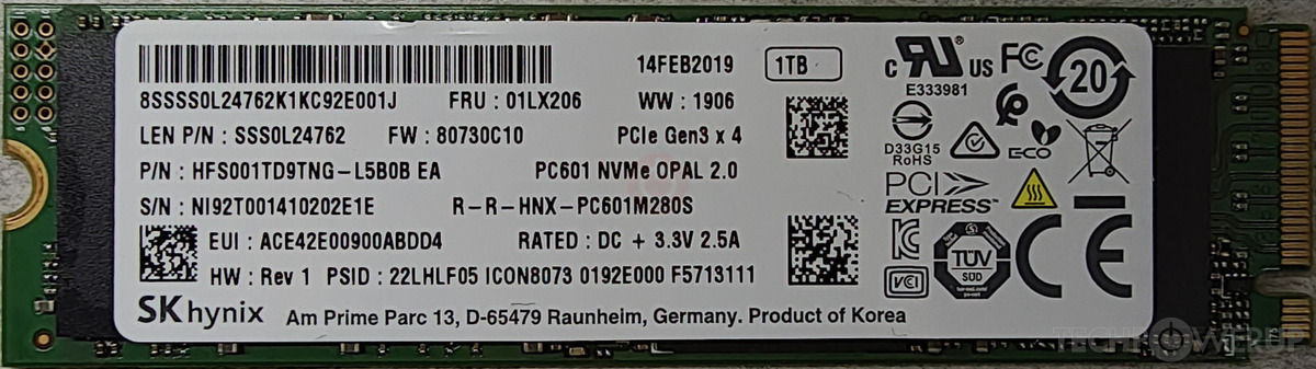 SK Hynix PC601 1 TB Specs | TechPowerUp SSD Database