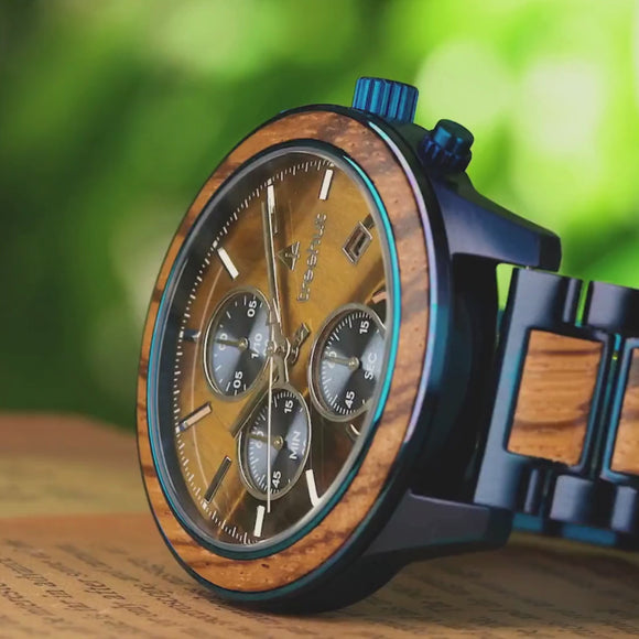 Wooden Watches for Men – Quest Tiger Eye Zebrawood | Treehut