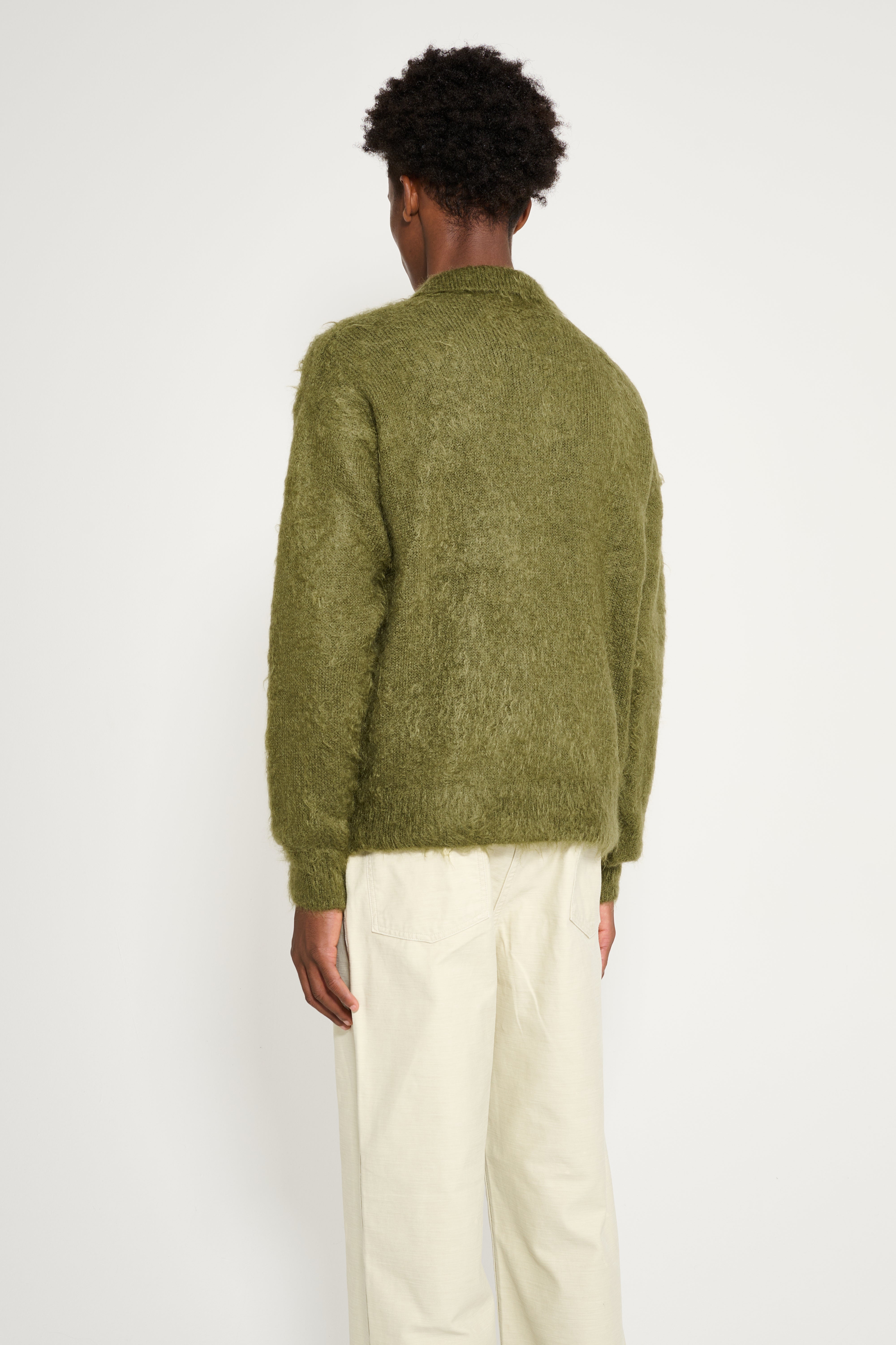 Auralee Brushed Super Kid Mohair Knit Polo Olive – Très Bien