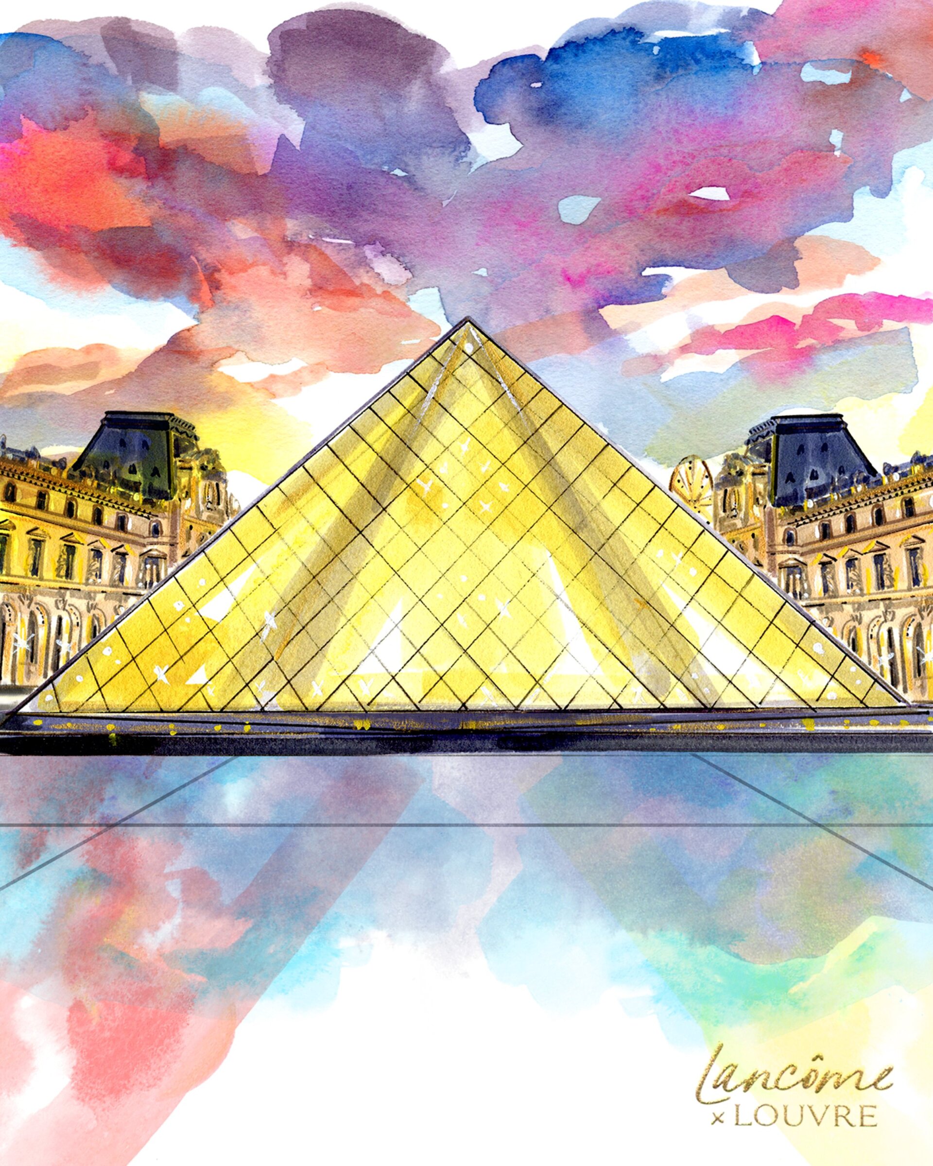 Lancôme x Louvre Holiday Card Art - Travel Write Draw by Meagan