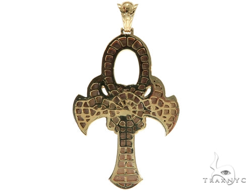 Large 14K Yellow Gold TraxNYC's Mystique Ankh Cross Crucifix 57694