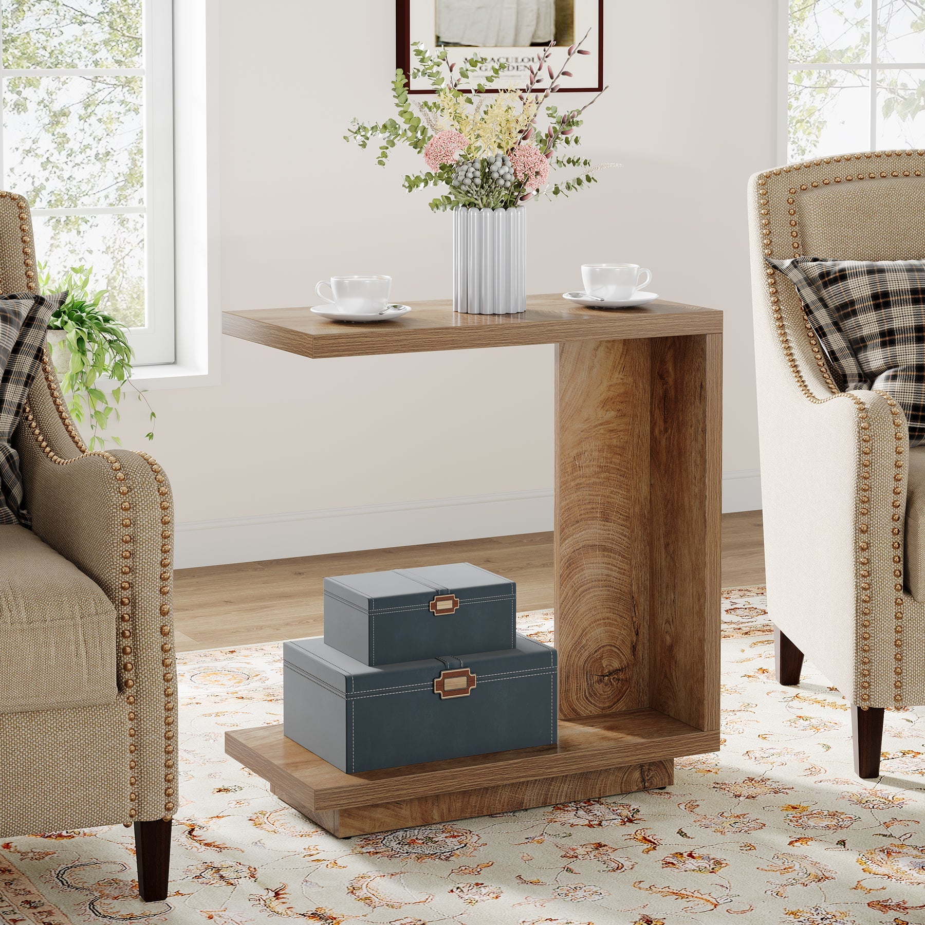 Tribesigns C-Shaped End Table, Side Table Nightstand Bedside Table