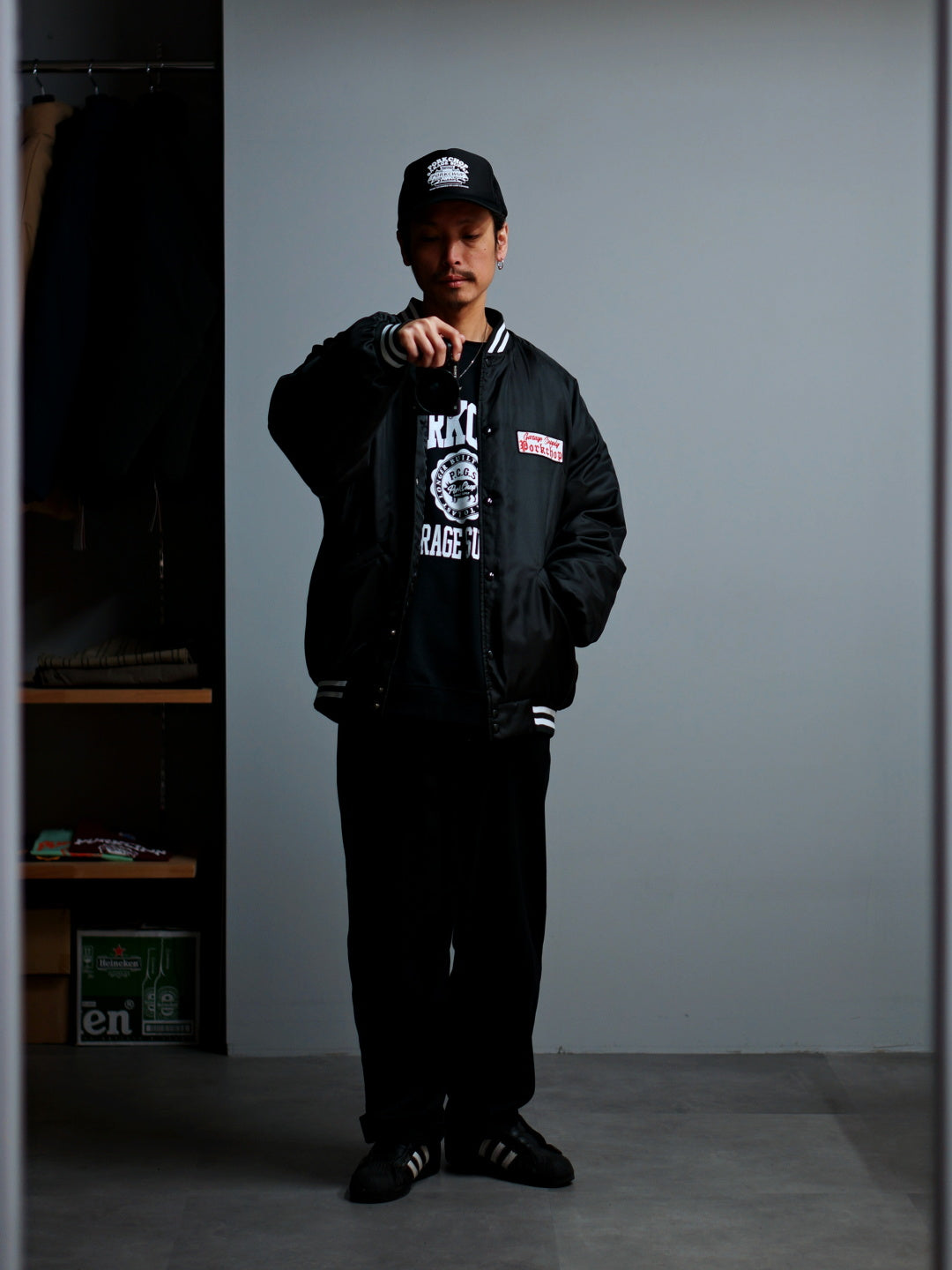 PORKCHOP | SATIN SPORT JKT - Black ポークチョップ スタジャンの通販