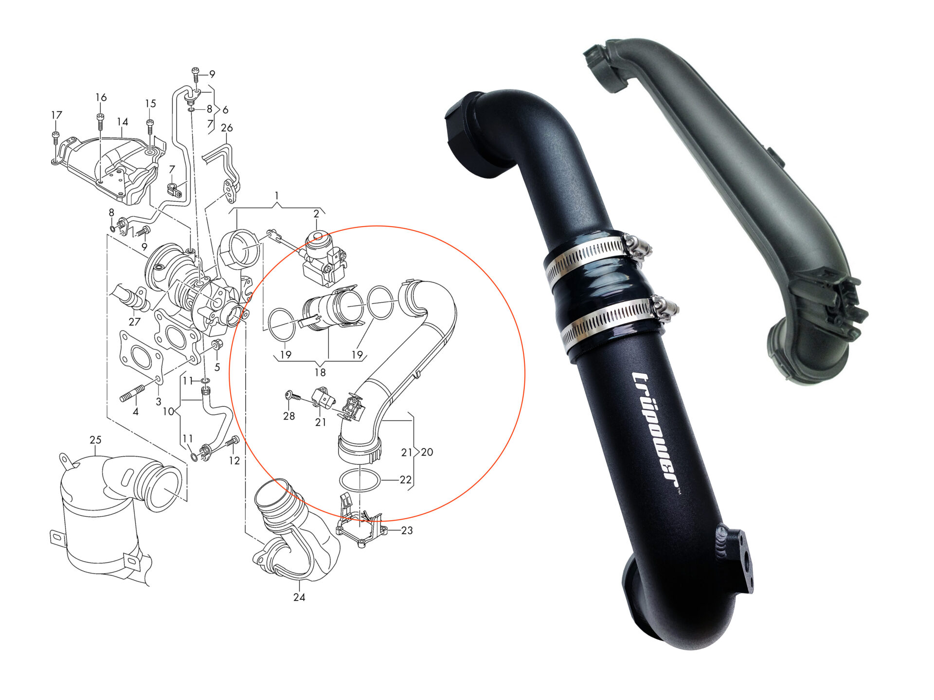 Volkswagen Jetta 1.4 TSI EA211 TURBO CHARGE PIPE KIT 2013+