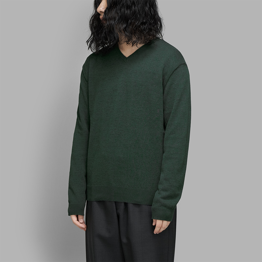 ENCOMING / Knitted V Neck Jumper (Dark Green) | twelve