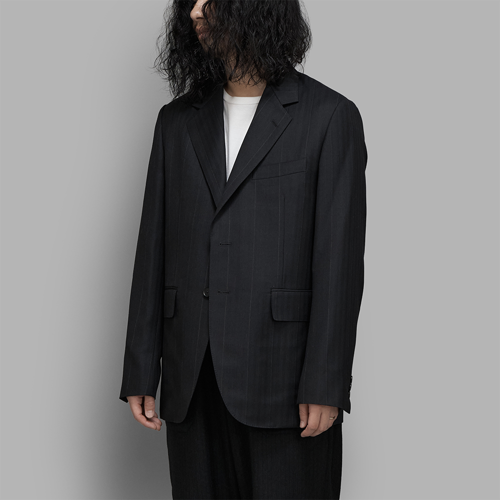 AURALEE / Bluefaced Wool Jacket (Charcoal Navy Stripe) | twelve