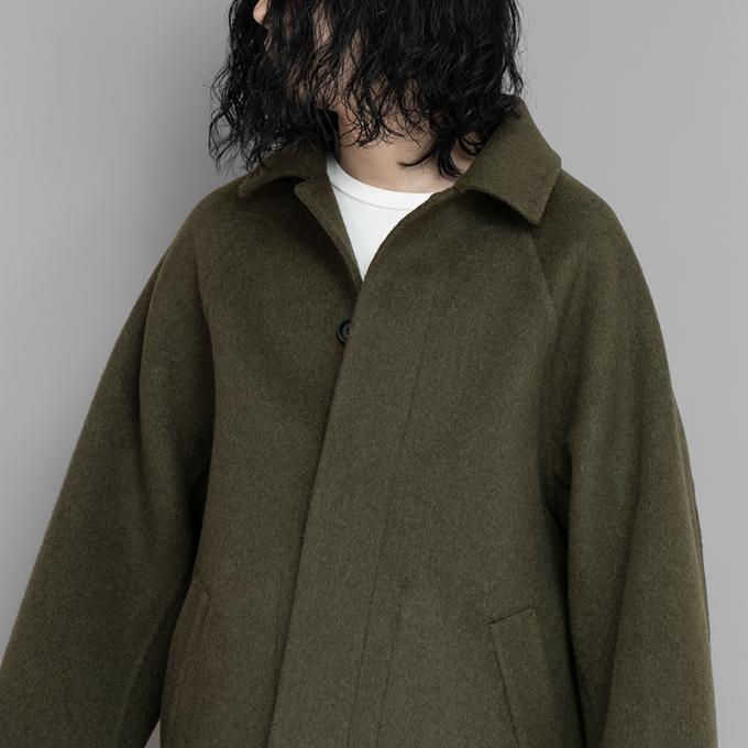 POSTELEGANT / Wool Rever Raglan Short Coat (Heather Moss) | twelve