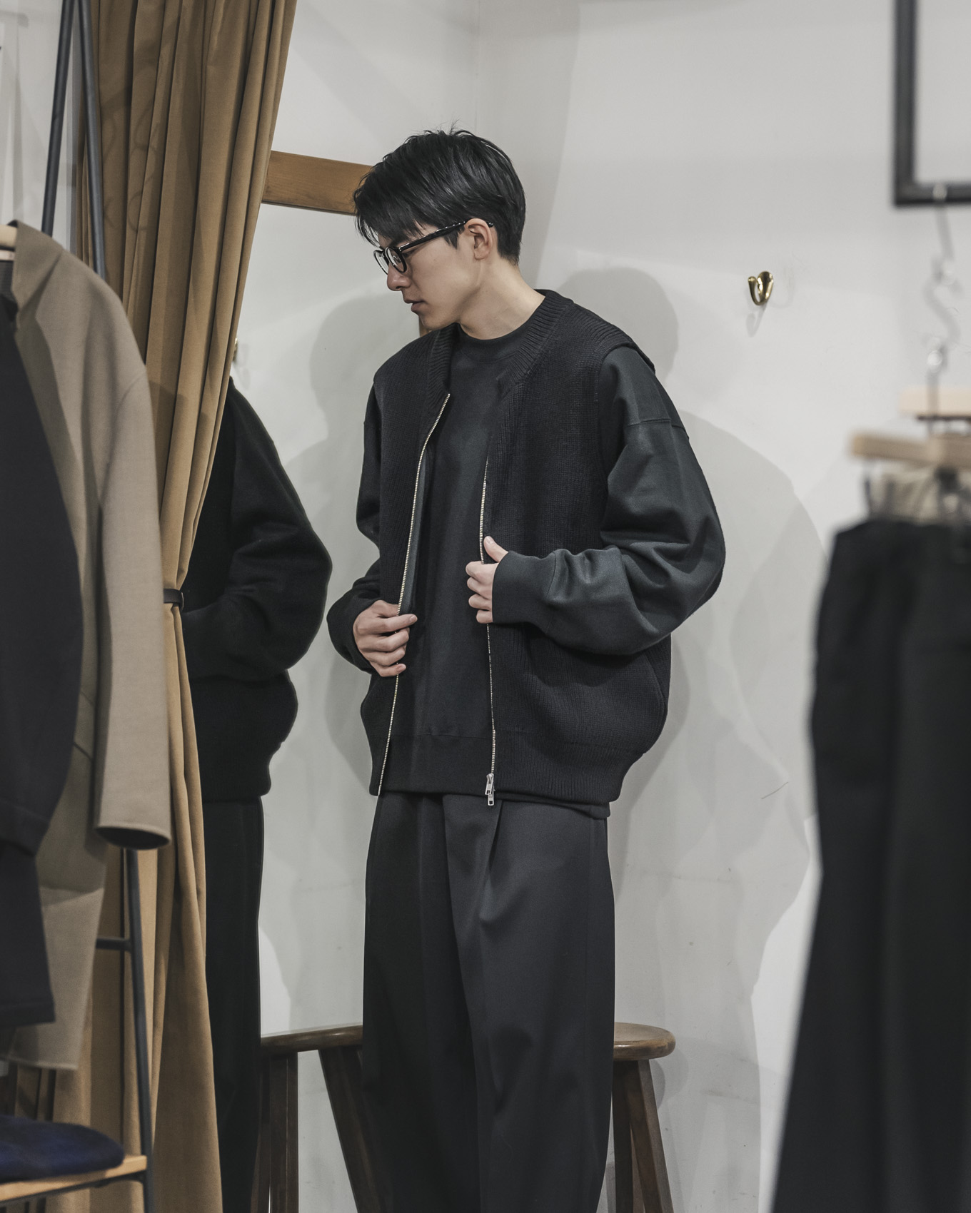 ssstein / Oversized Drivers Knit Zip Vest | twelve