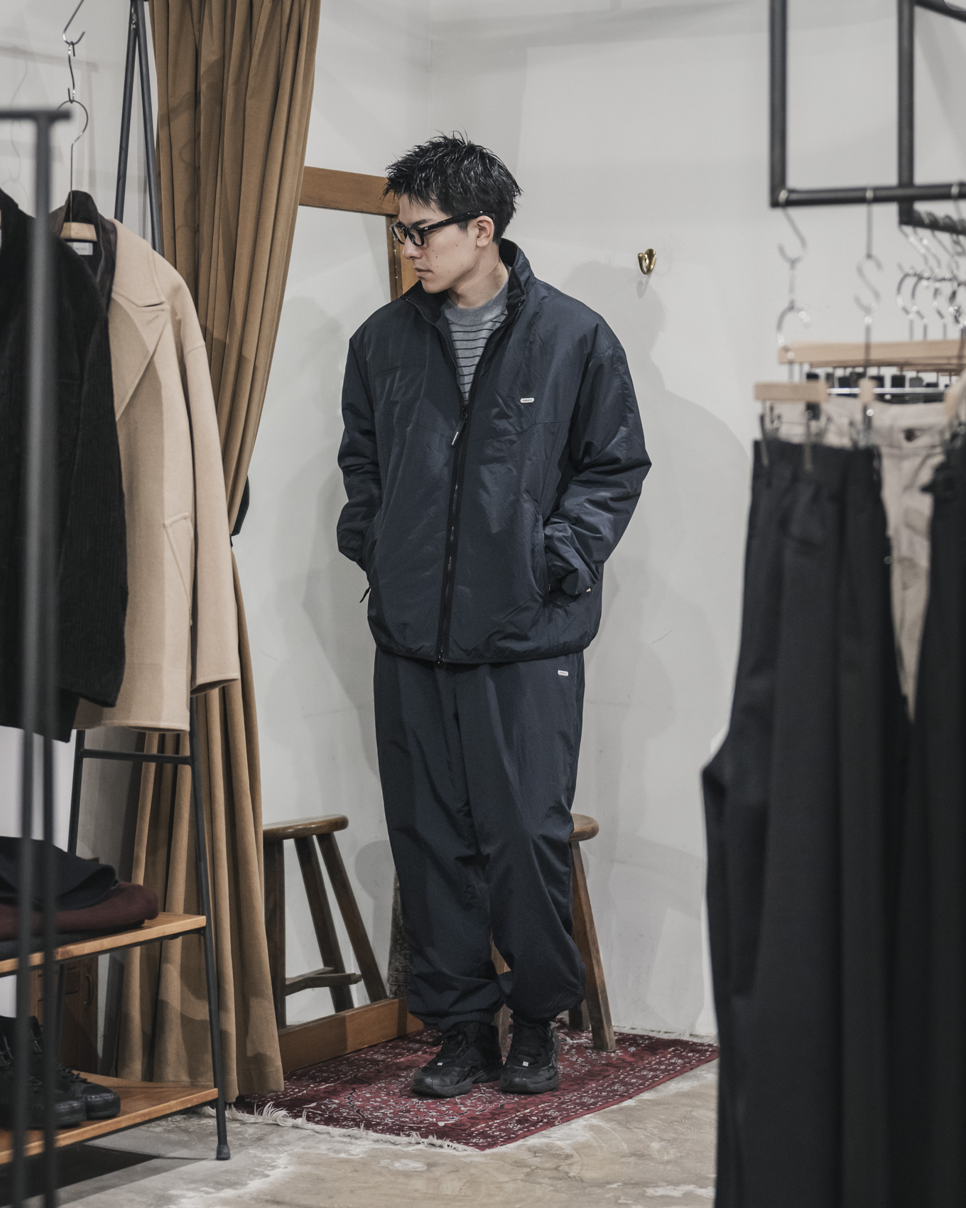 FARAH / Nylon Zip Up Jacket (Black) | twelve