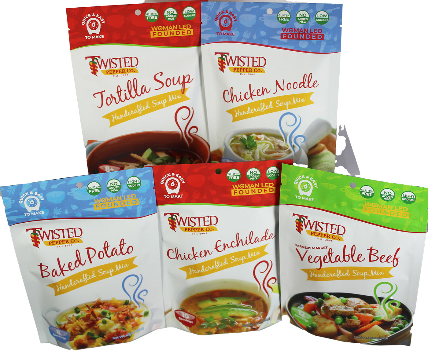 5 Pack Classic & Zesty Dry Soup Mix - Baked Potato, Chicken Noodle