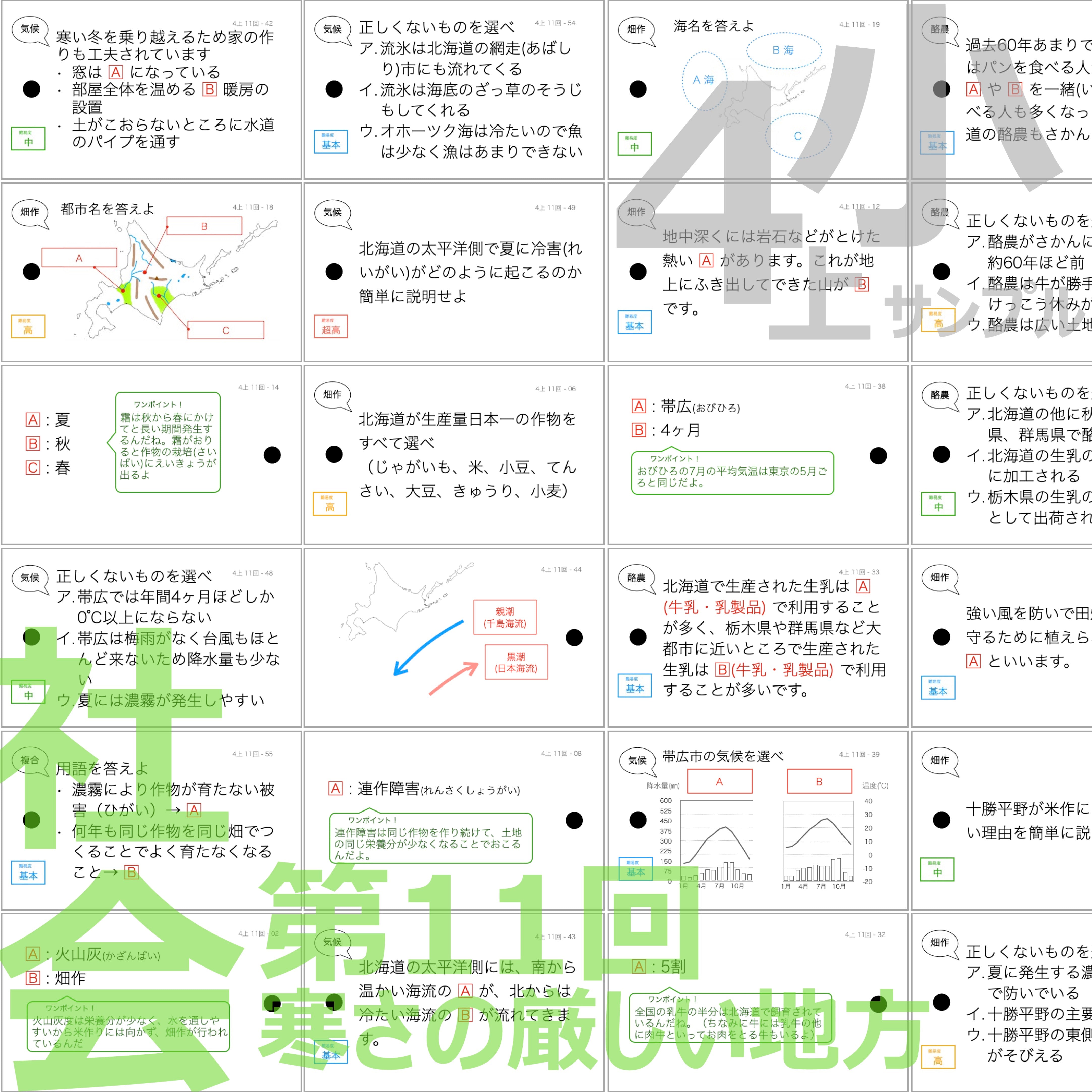 中学受験 暗記カード）4年上 社会 11-19回 (ハーフセット) – TT1