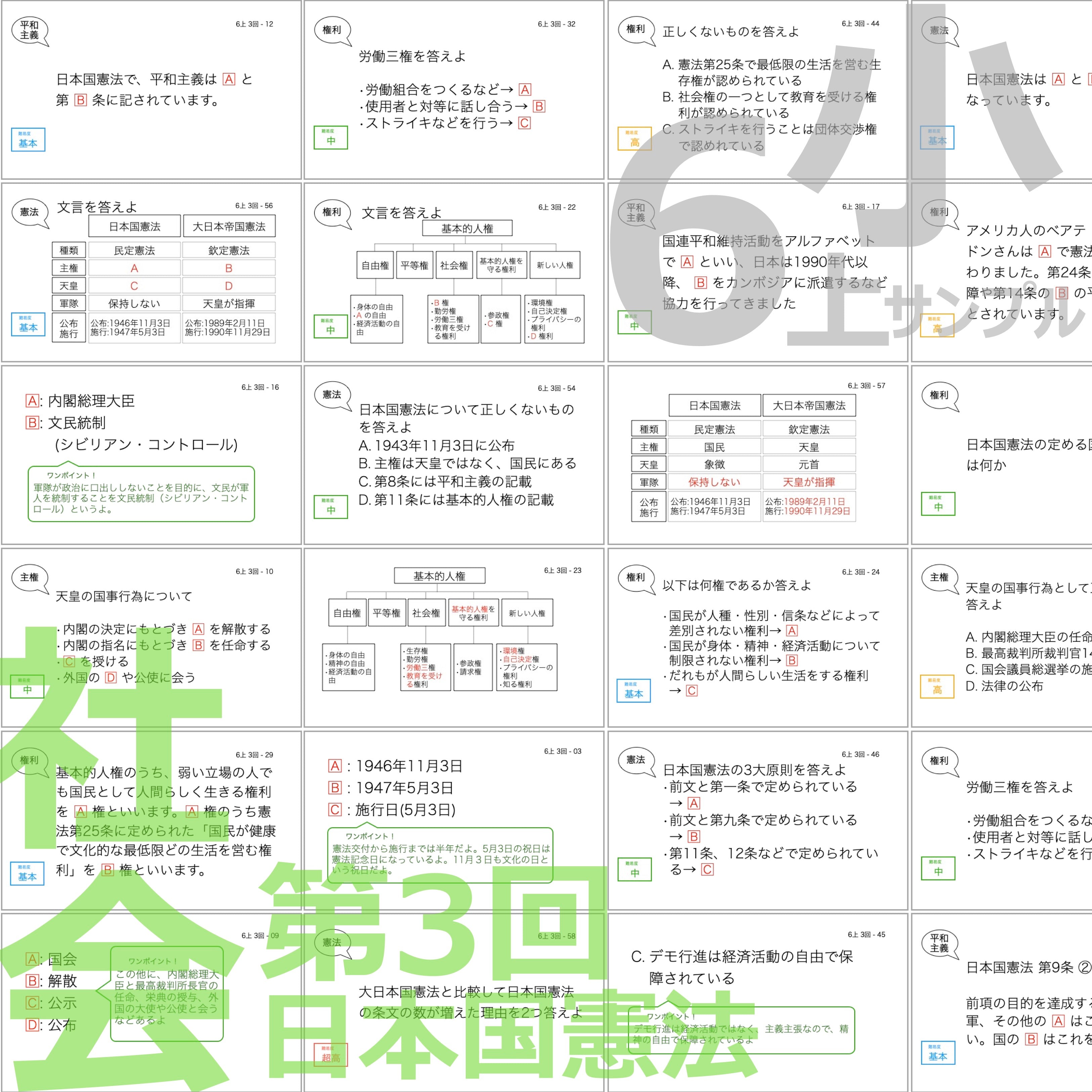 中学受験 暗記カード）6年上 社会・理科 1-4回セット – TT1-Learning