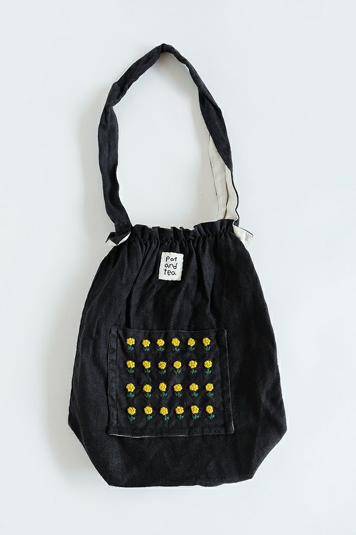pot and tea ポットアンドティー リネン小花刺繍バッグ(basic) | T.T.
